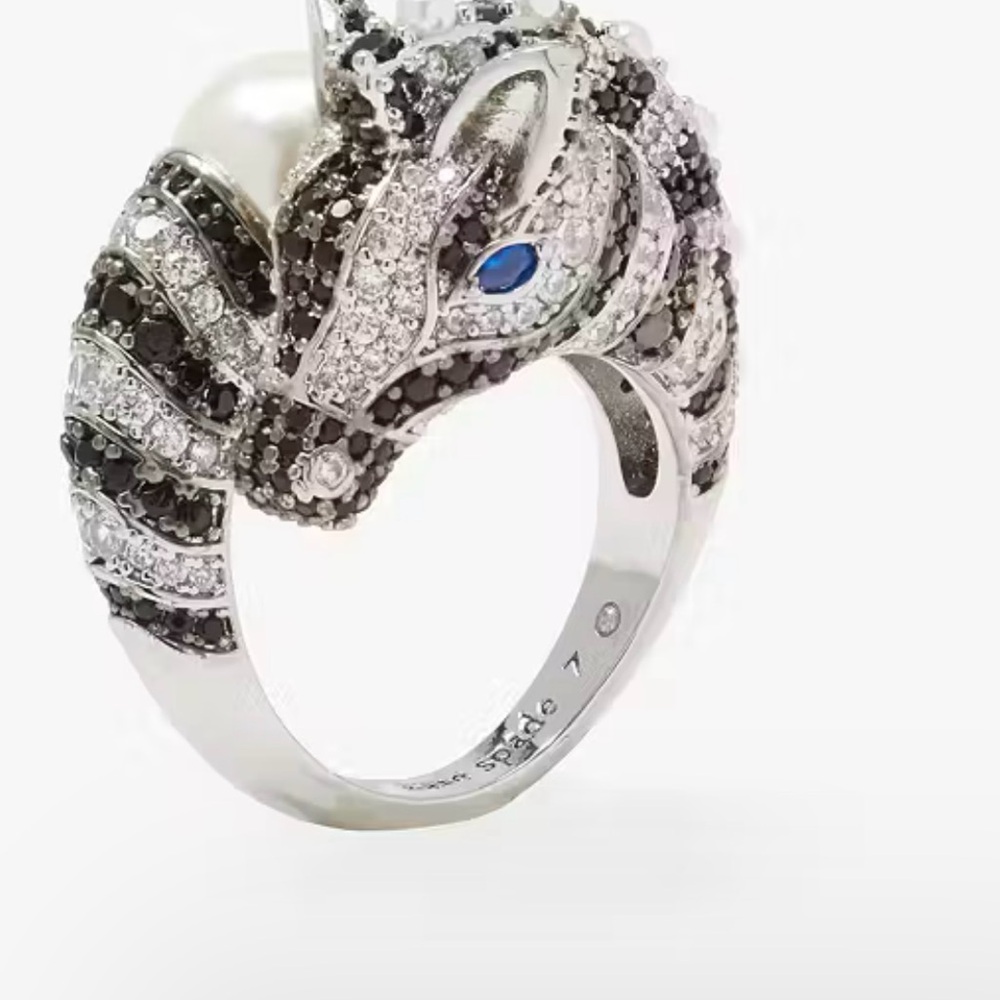 Kate Spade Silver and Black Snake Ring